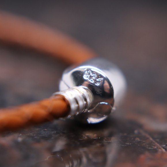 Brown Leather Bracelet with Sterling Silver Barrel Clasp - BRAND NEW - Picture 6 of 6